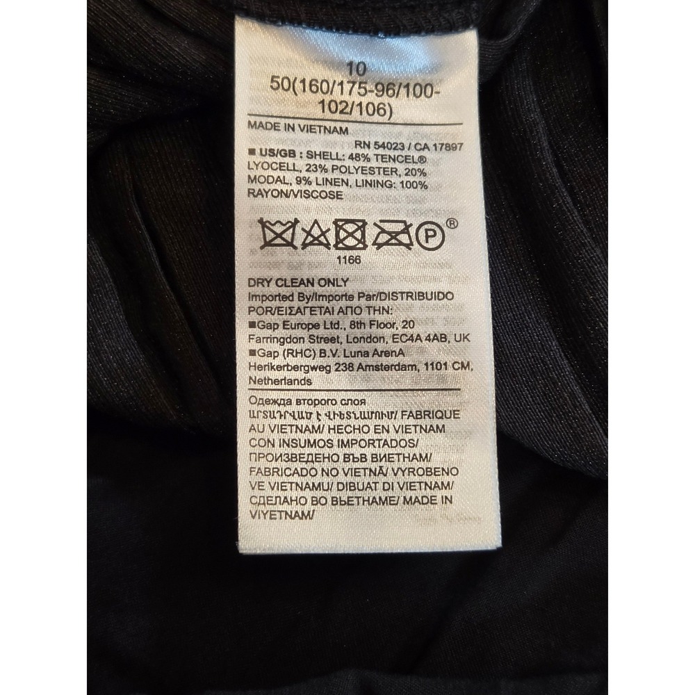 Banana Republic Black Pleated Maxi Dress Plunge V-Neck Linen Blend Size 10 - Picture 7 of 9